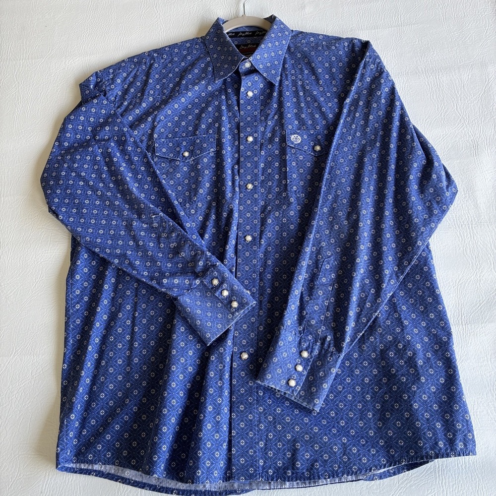Men's 3XL Shirt George Strait Wrangler Troubadour AOP Geometric Western Cowboy - Picture 8 of 16